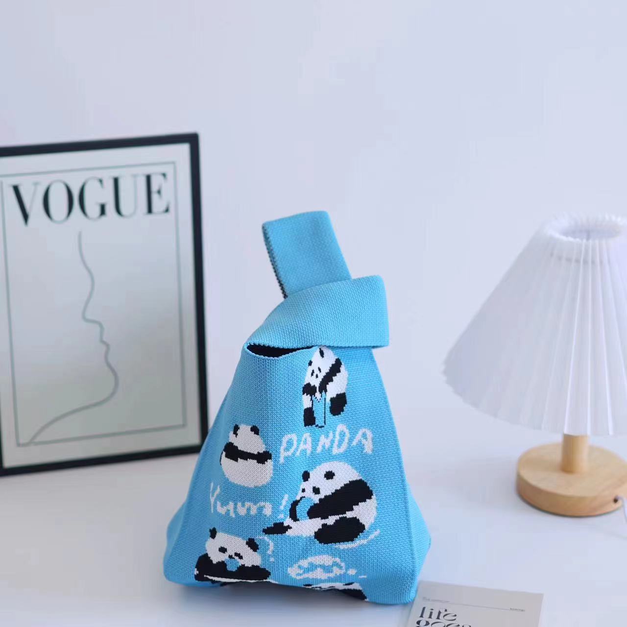 Women's Boat Festival Panda Knitted Wrist Handbags