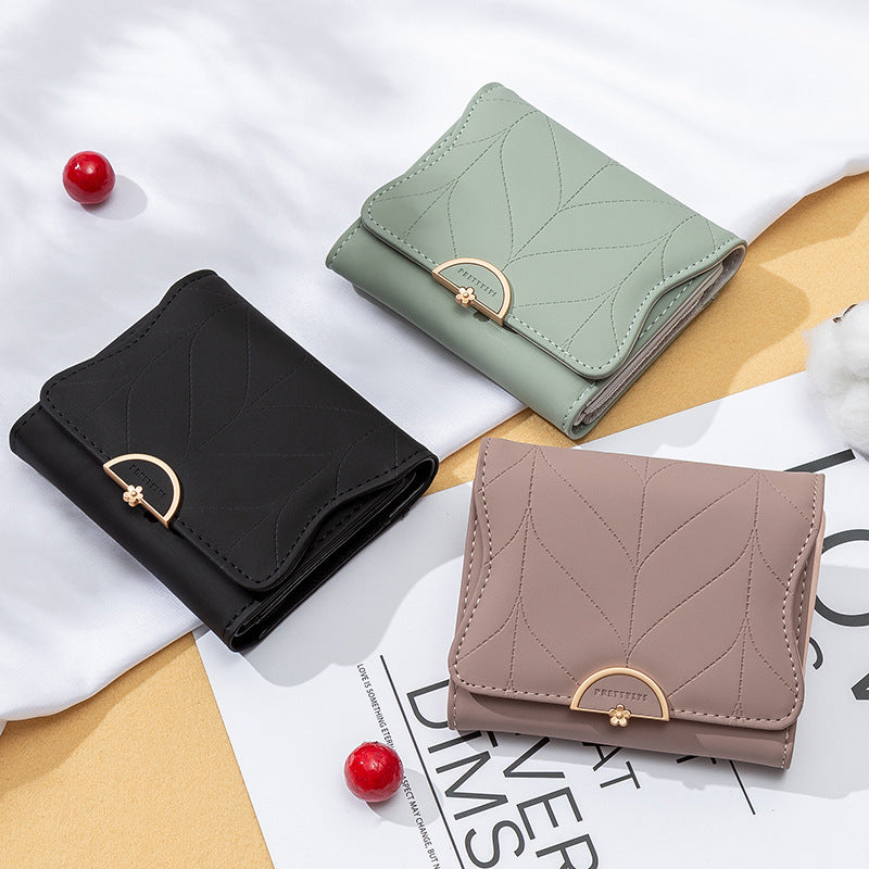 Women's Short Korean Fashion Simple And Fresh Three Ladies Wallets