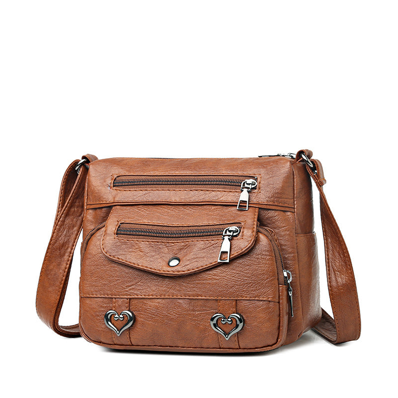 Women's People's Soft Leather Versatile Mom Shoulder Bags