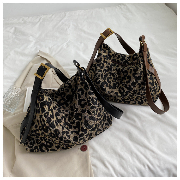 Women's Leopard Print Personality Fashion Large Capacity Crossbody Bags