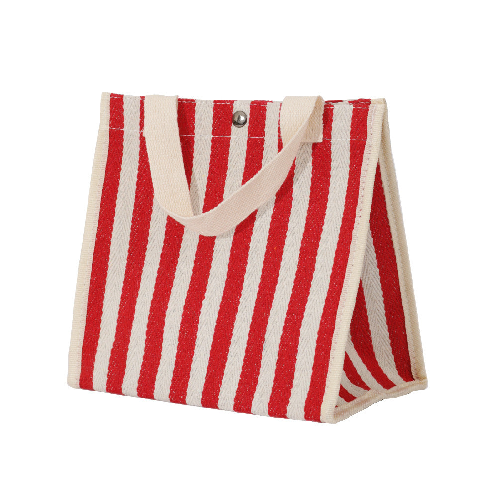Striped Shopping Portable Thick Canvas Mom Handbags