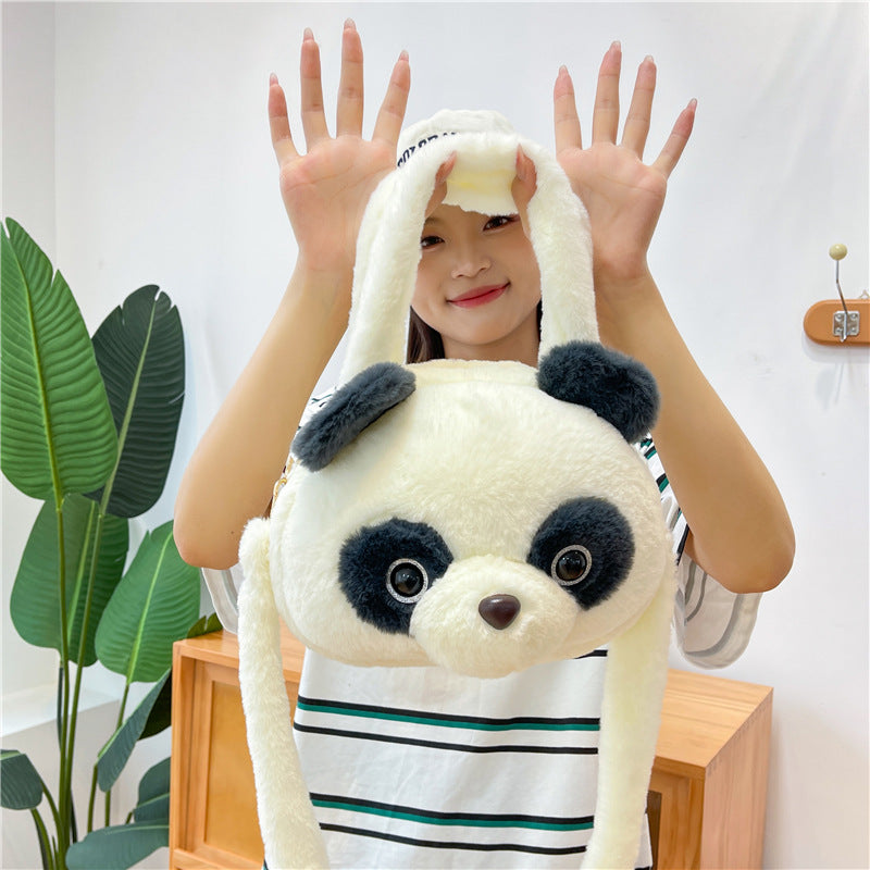 Plush Doll Heart Giant Panda Cartoon Crossbody Bags