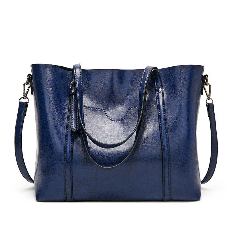 Women's Fashion Oil Wax Leather Portable Shoulder Bags