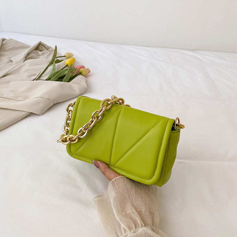 Women's Fashion Solid Color Simple Texture Chain Bags