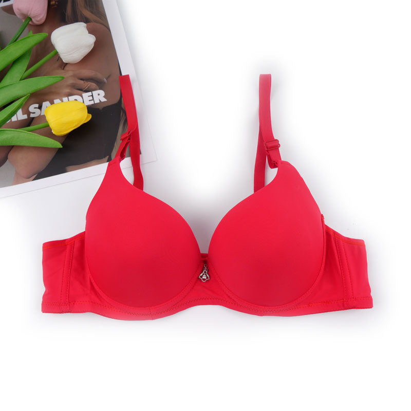 Women's Glossy Solid Color Adjustable Push Up Everyday Bras