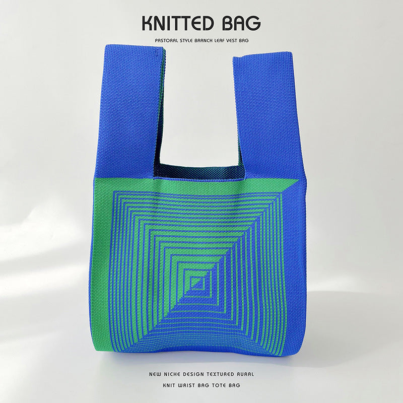 Niche Design Black White Clip Woven Shoulder Bags