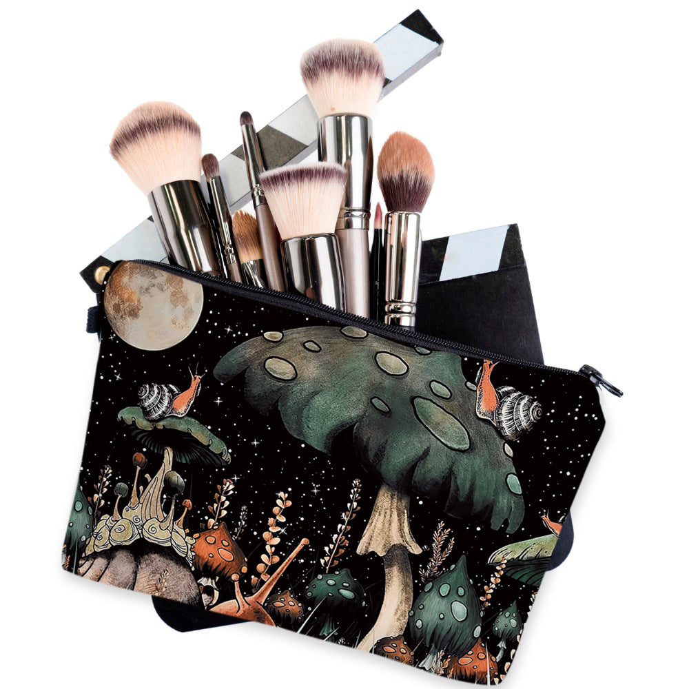 Mushroom Printing Portable Storage Wash Size Cosmetic Bags