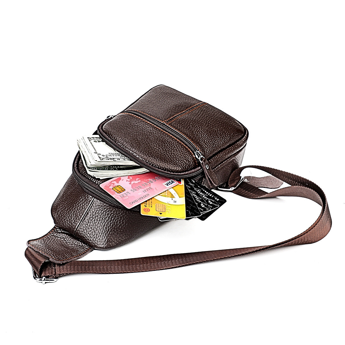 Women's & Men's & Fashion First Layer Cowhide Korean Men's Chest Bags