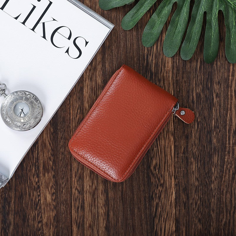 Women's & Men's Cowhide Expanding Multiple Slots Large Capacity Clamp Card Holder