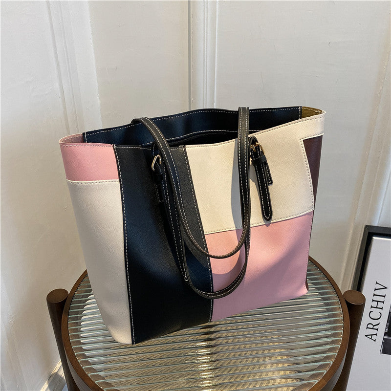 Women's Fashion Stitching Candy Color Western Style Soft Surface Handbags