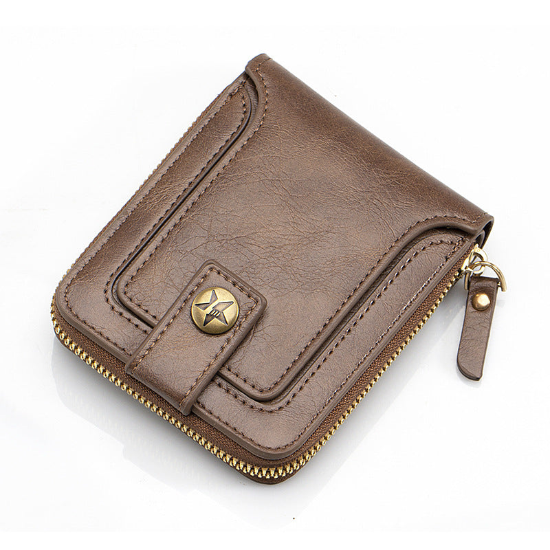 Men's Short Fashion Retro Multifunctional Zipper Men's Wallets