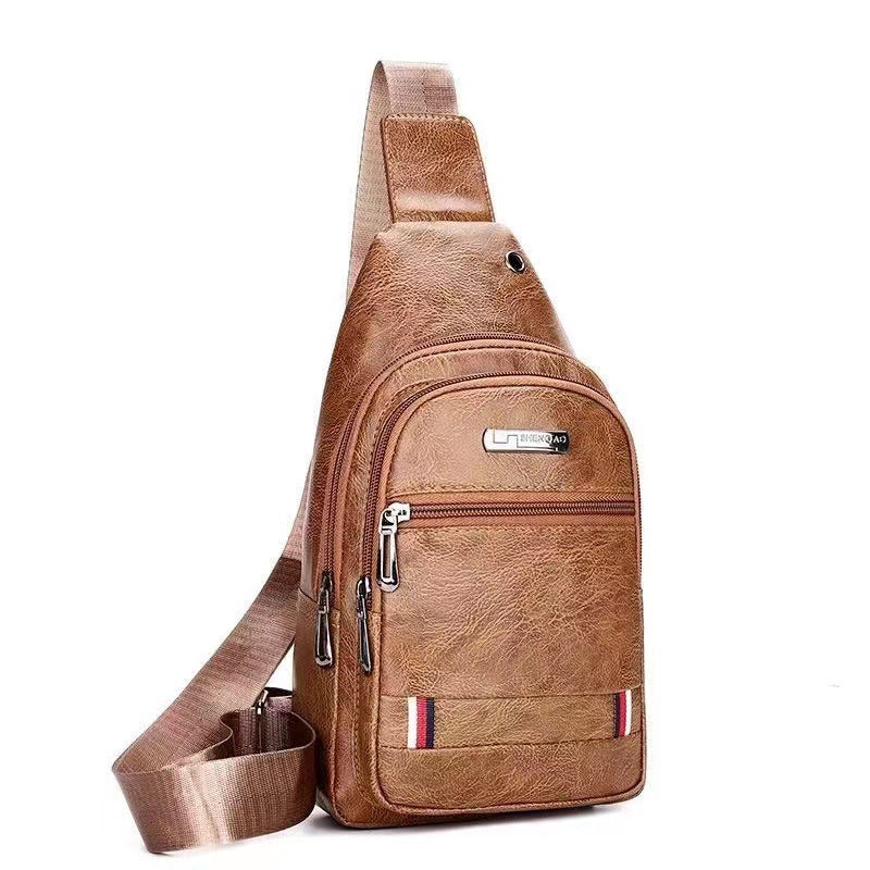 Men's Fashion Soft Leather Cross Body Men's Chest Bags