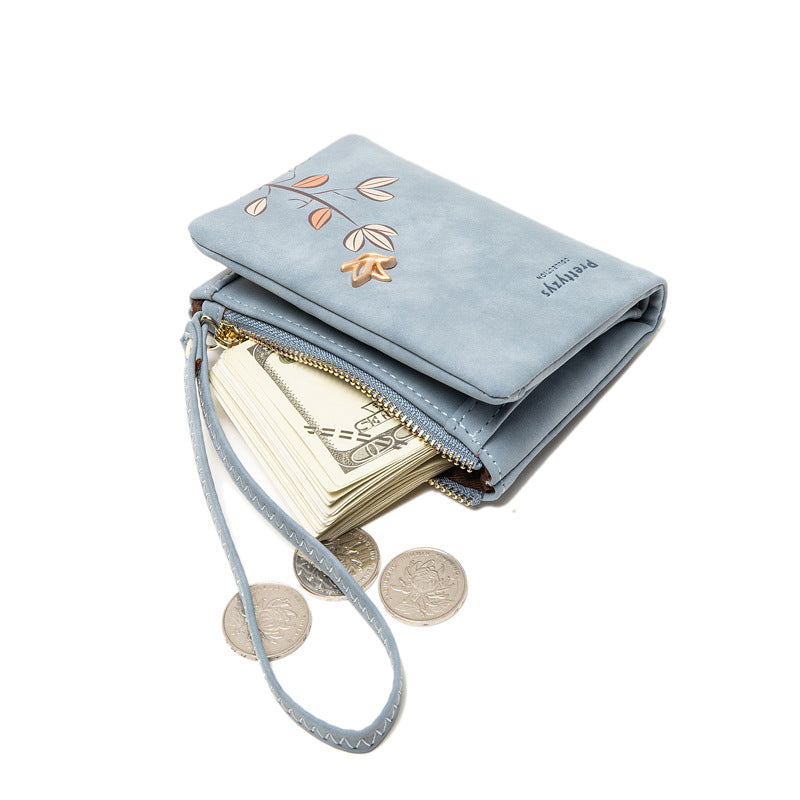 Casual Women's Short Frosted Vintage Print Ladies Wallets