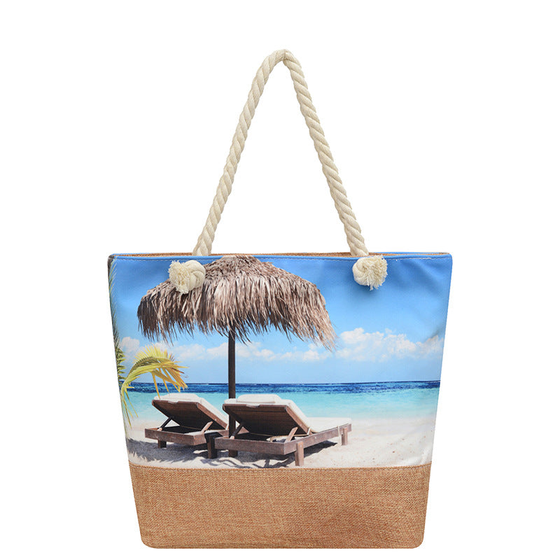 Style Linen Seaside Fashion Canvas Hemp Shoulder Bags