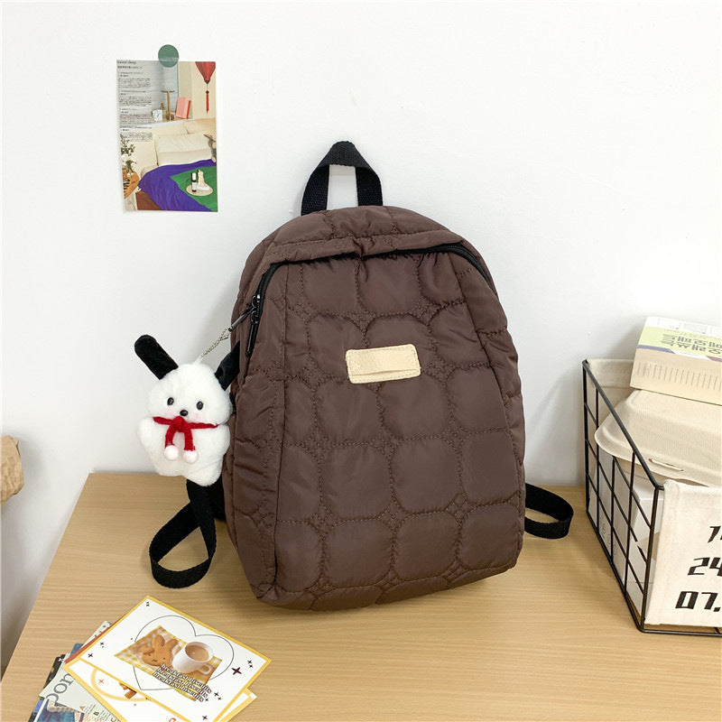 Women's Simple Nylon Plaid Large Capacity Trendy Backpacks