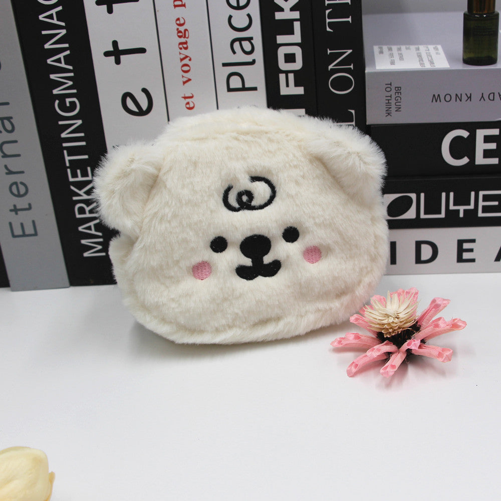 Cartoon Plush Danny Bear Sundries Storage Earphone Embroidered Coin Purses