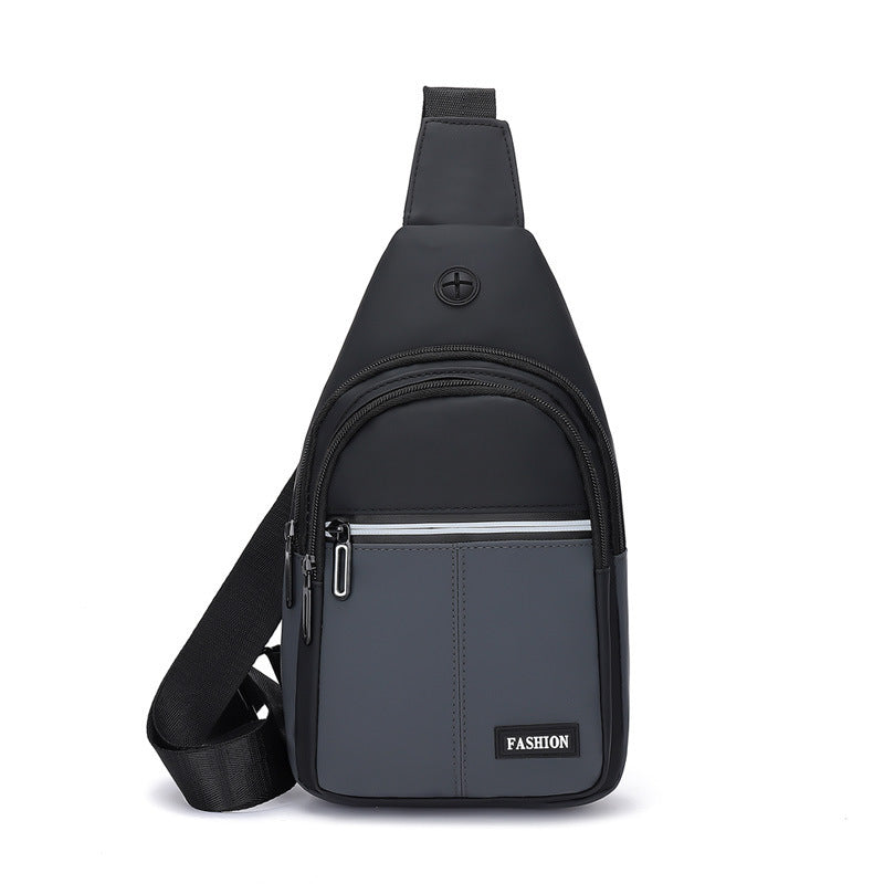 Men's Simple Contrast Color Slanted Trendy Business Men's Chest Bags