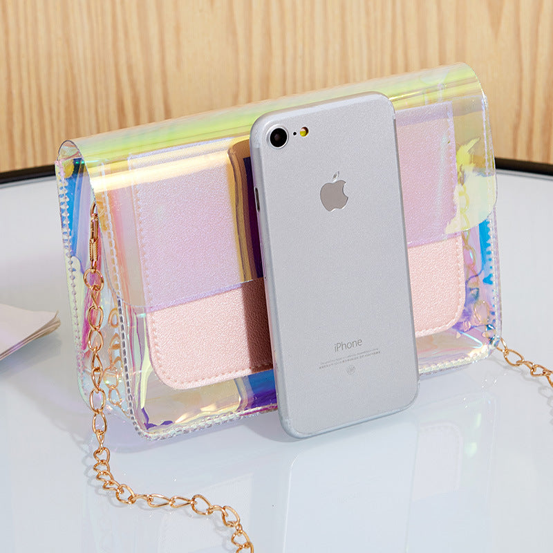 Women's Transparent Jelly Chain Fashionable Elegant Mobile Shoulder Bags