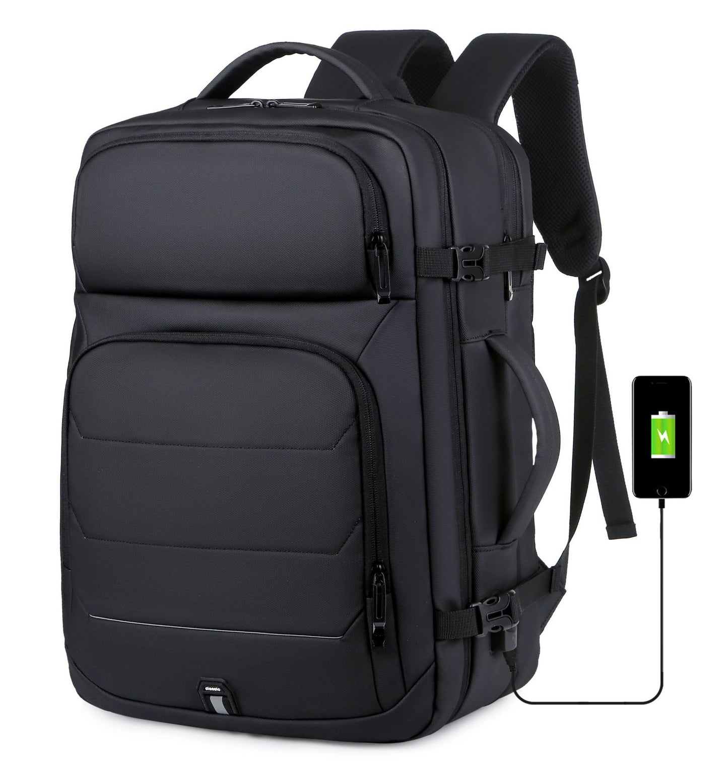 Men's Large Capacity Expansion Reflective Business Commute Backpacks