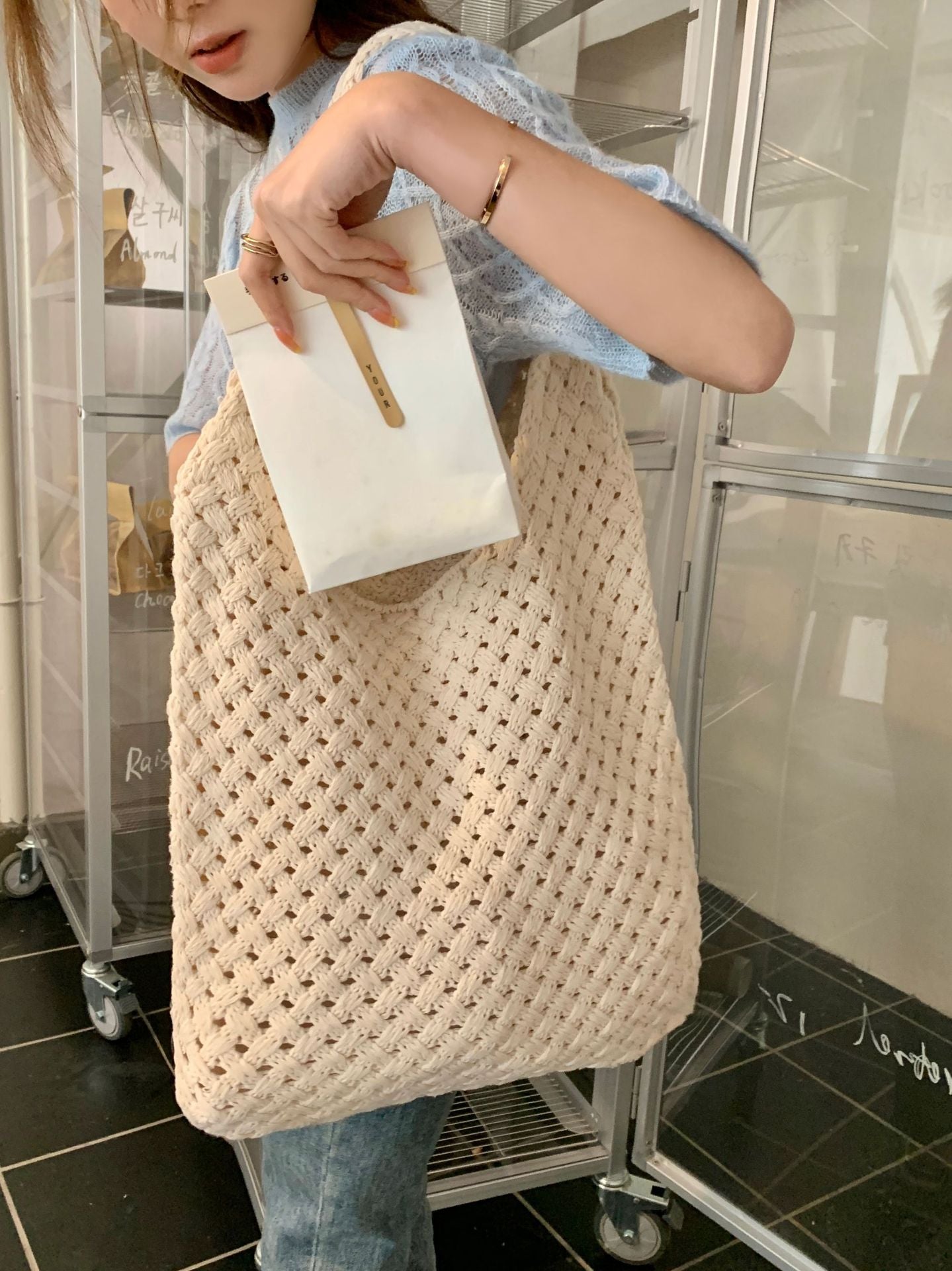 Women's Knitted Hand-woven Vintage Wool Shopping Shoulder Bags