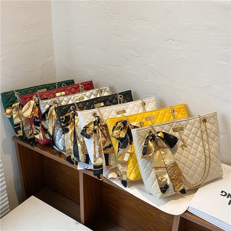 Women's Korean Deer Rhombus Underarm Silk Scarf Shoulder Bags