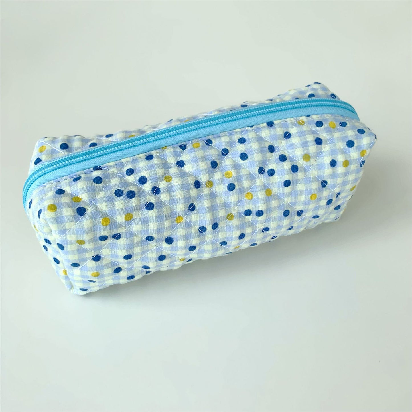 Brush Cotton Embroidery Quilted Large Capacity Pencil Cosmetic Bags