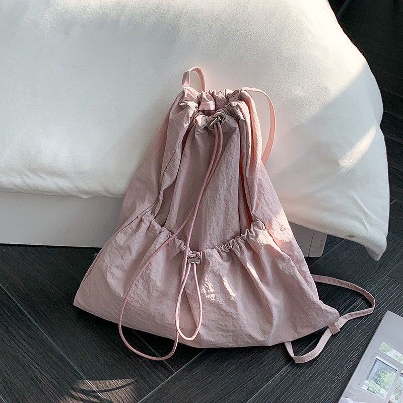 Niche High-grade Large Capacity Pleated Drawstring Backpacks
