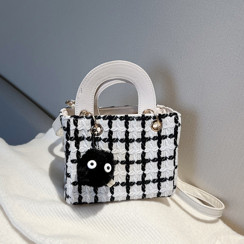Fashion Woolen Plaid Western Style Texture Crossbody Bags