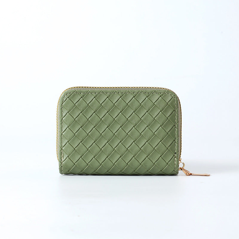 Women's Woven Short Simple Winter Pattern Zipper Purses