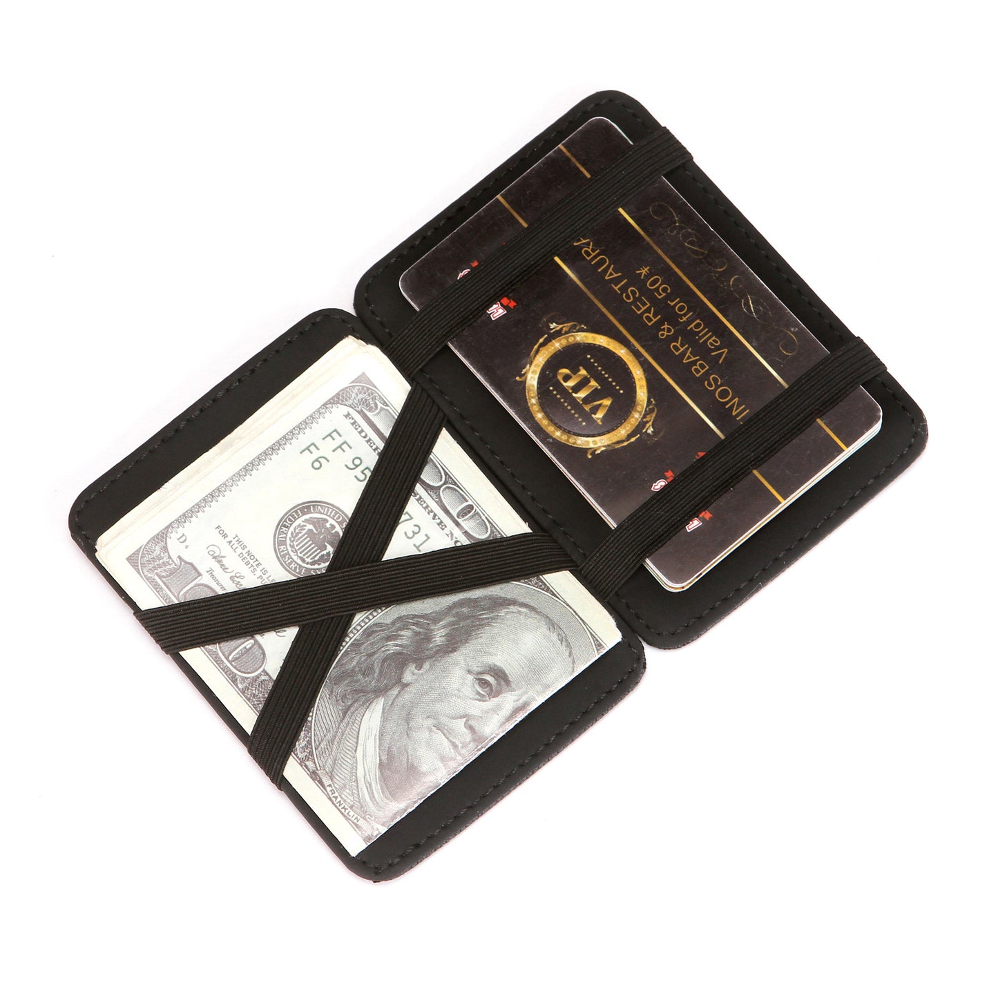 Men's Vertical Leather Magic Creative Large Bill Card Holder