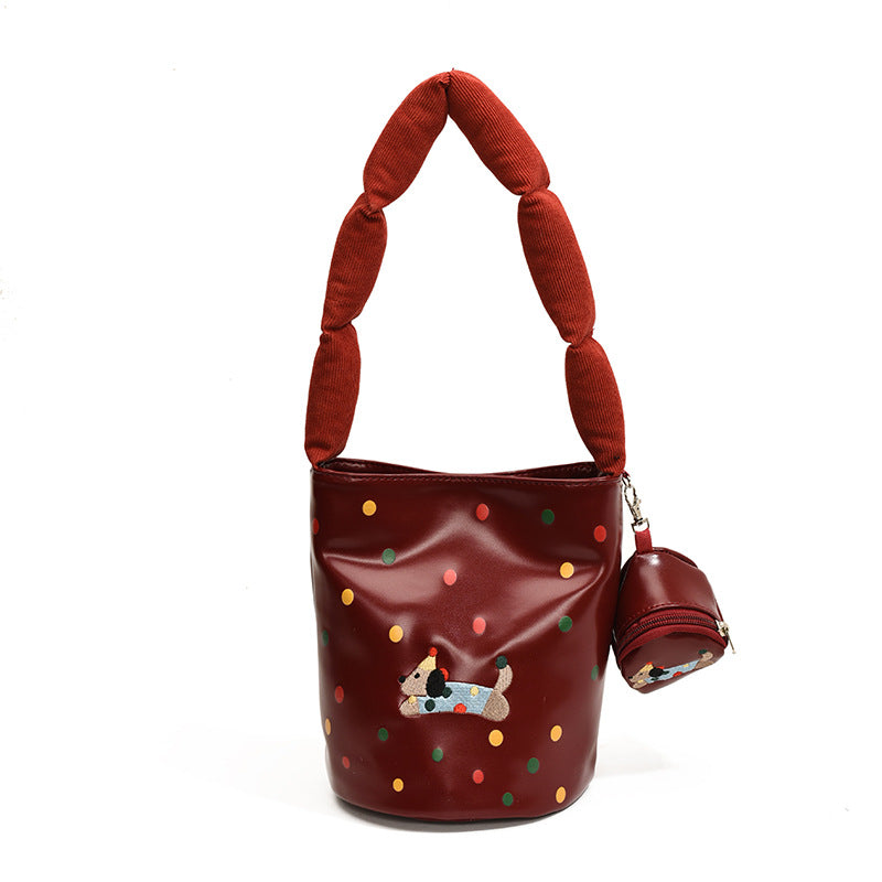 Women's Trendy Colorful Polka Dot Cartoon Korean Shoulder Bags