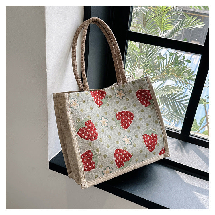 Women's Korean Style Good-looking Large Capacity Cotton Linen Handbags