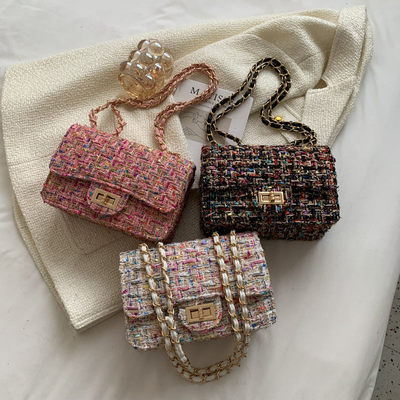 Women's Classic Style Woolen Fashion Korean Chain Crossbody Bags