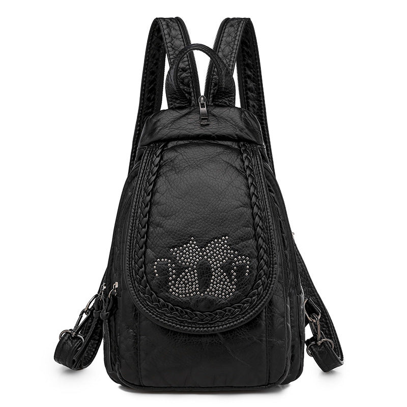 Women's Multifunctional Washed Soft Leather Korean Bags
