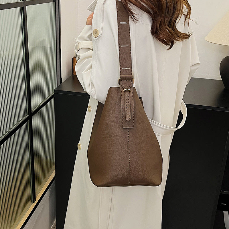 Women's Retro Fashion Lychee Pattern Large Capacity Shoulder Bags