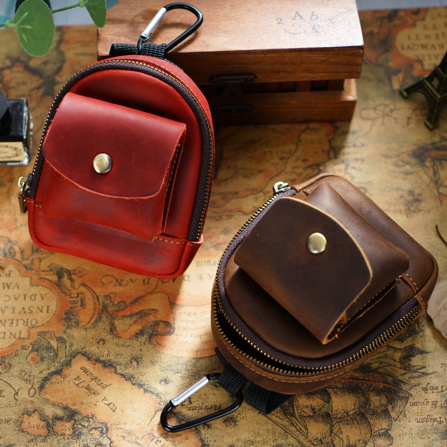 Charming Portable Saddle Cowhide Buggy Zipper Coin Purses