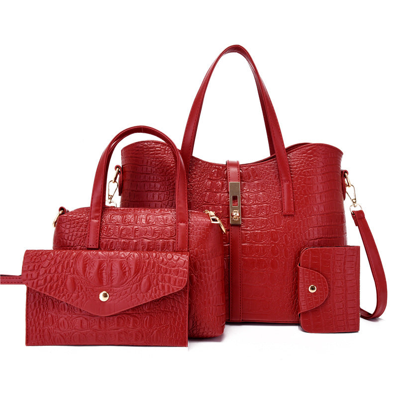 Mother Crocodile Pattern Fashion Large Capacity Handbags