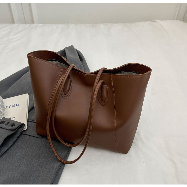Women's Capacity Fashion Simple Solid Color Big Shoulder Bags