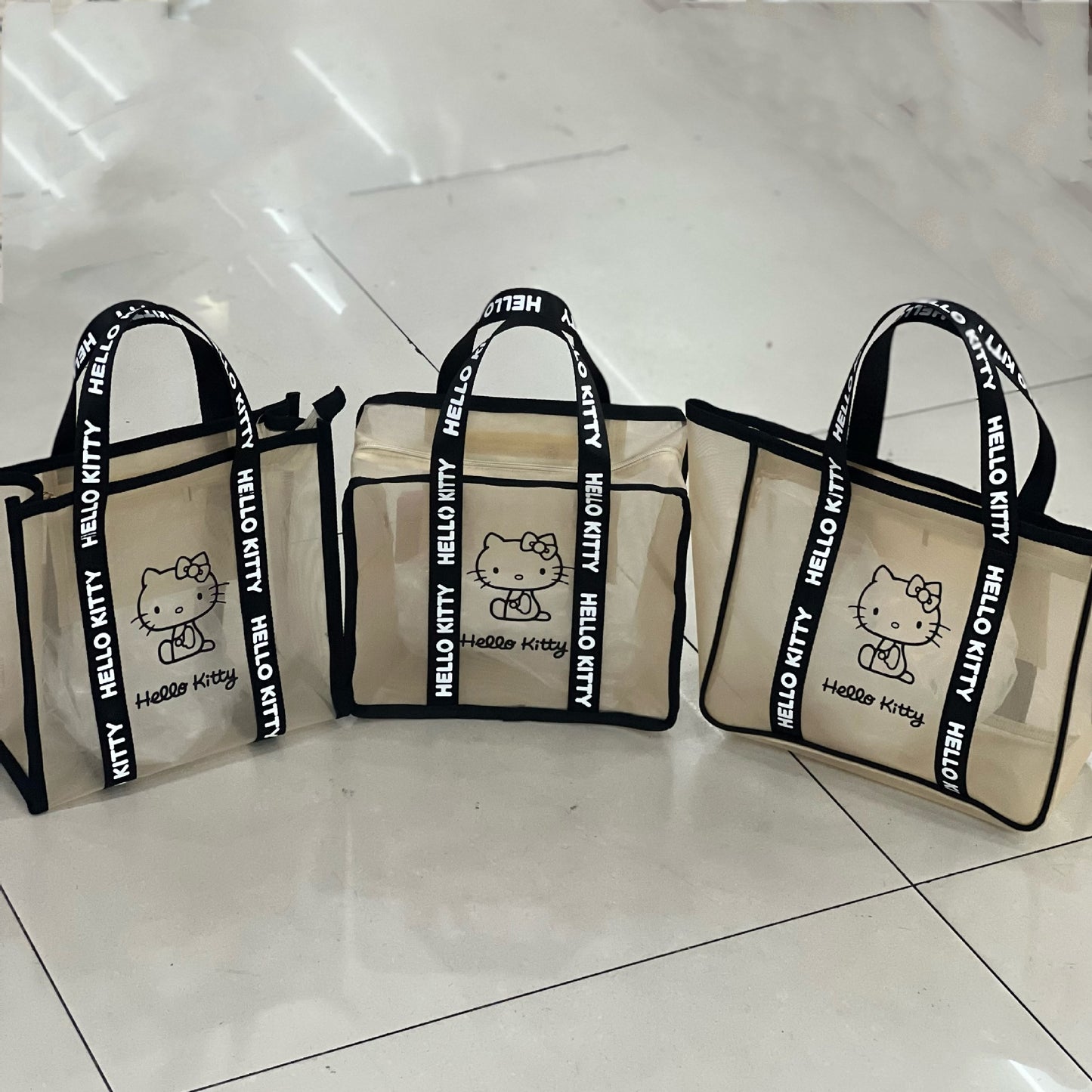 Image Mesh Transparent Cutout Wash Portable Handbags