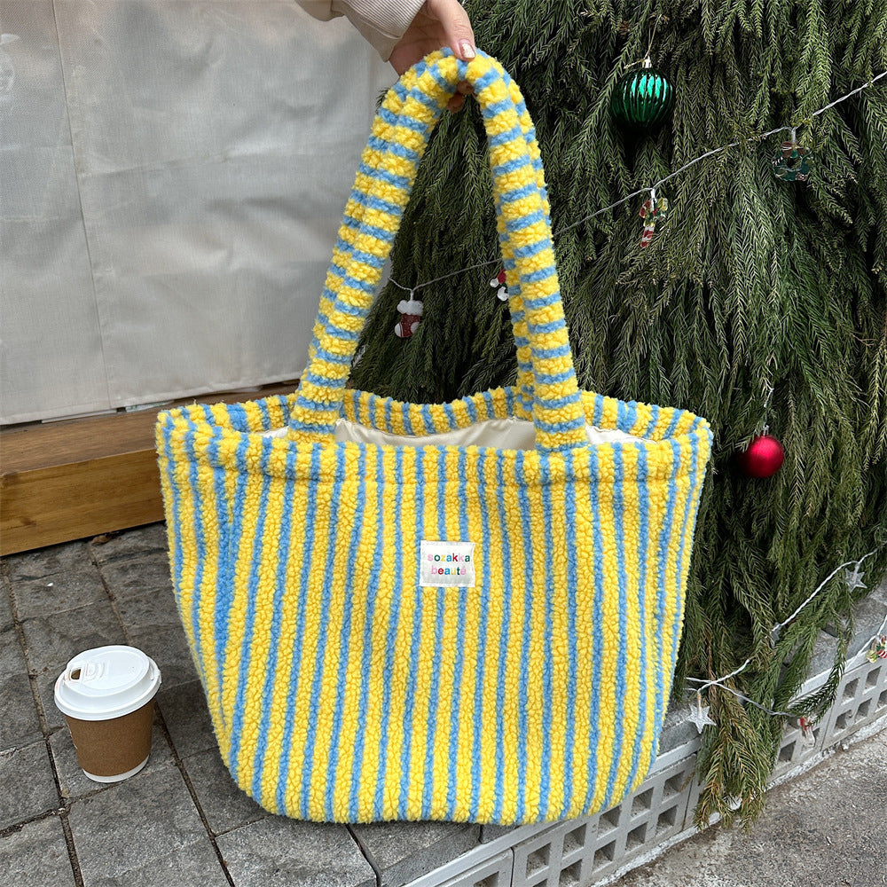 Women's Plush Winter Colorful Polka Dot Class Shoulder Bags