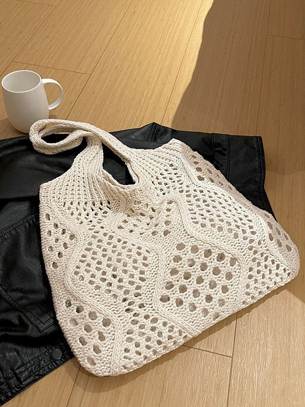 Knitted Hollow Beach Woven Goddess Festival Shoulder Bags