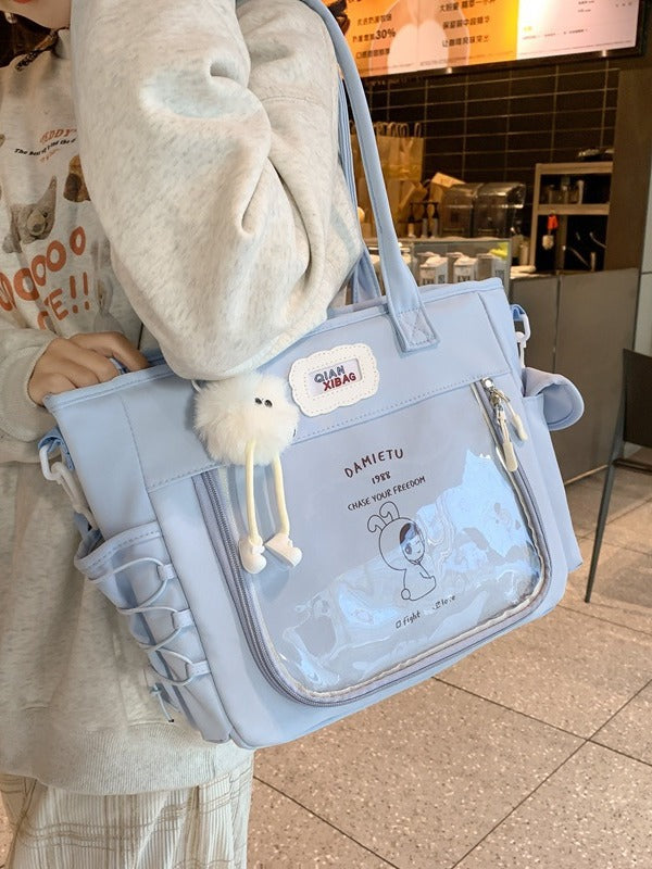 Transparent Female Portable Cartoon Large Capacity Crossbody Bags
