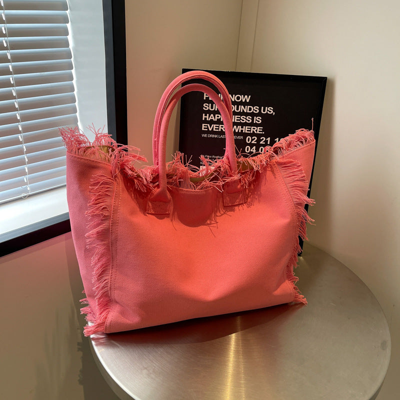 Large Capacity Design Tassel Advanced Texture Handbags