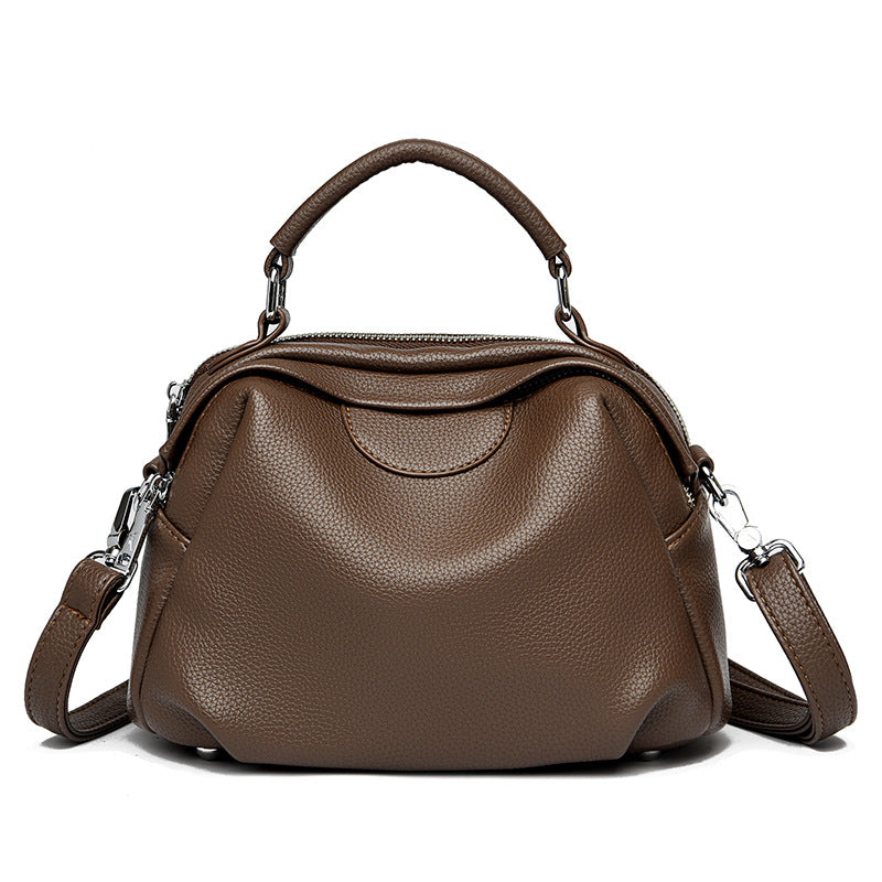 Women's Cell Trendy Big Litchi Pattern Genuine Shoulder Bags