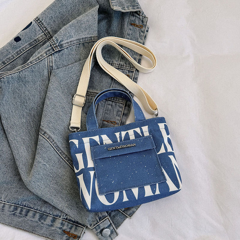Thailand Design Canvas Contrast Color Letters Shoulder Bags