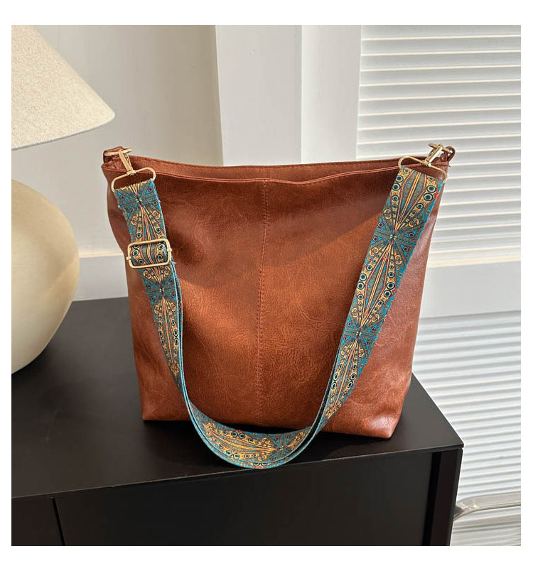 Women's Capacity Retro Broadband Advanced Texture Commuter Crossbody Bags