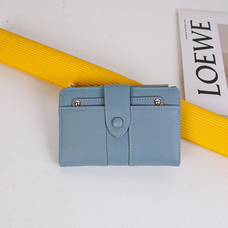 Women's Mid-length Solid Color High-grade Large Capacity Two Fold Folding Card Holder