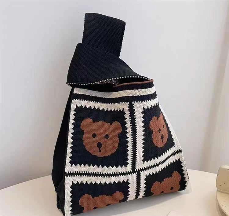Women's Boat Festival Panda Knitted Wrist Handbags