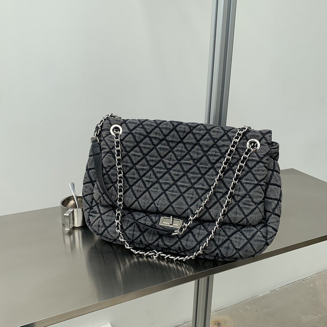 Women's Plaid Washcloth Large Capacity Big Rhombic Crossbody Bags