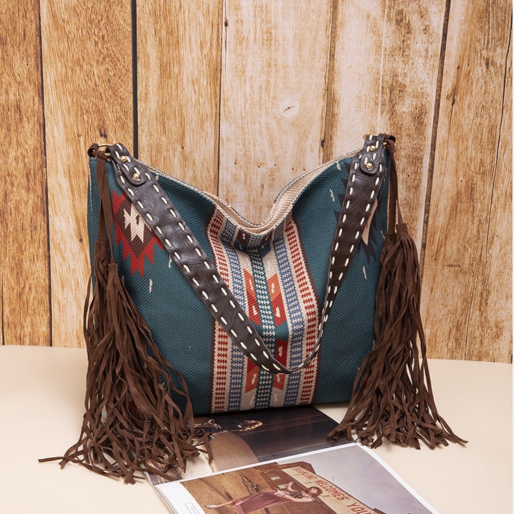 Women's Vintage Hand-woven Cotton And Linen Large Crossbody Bags